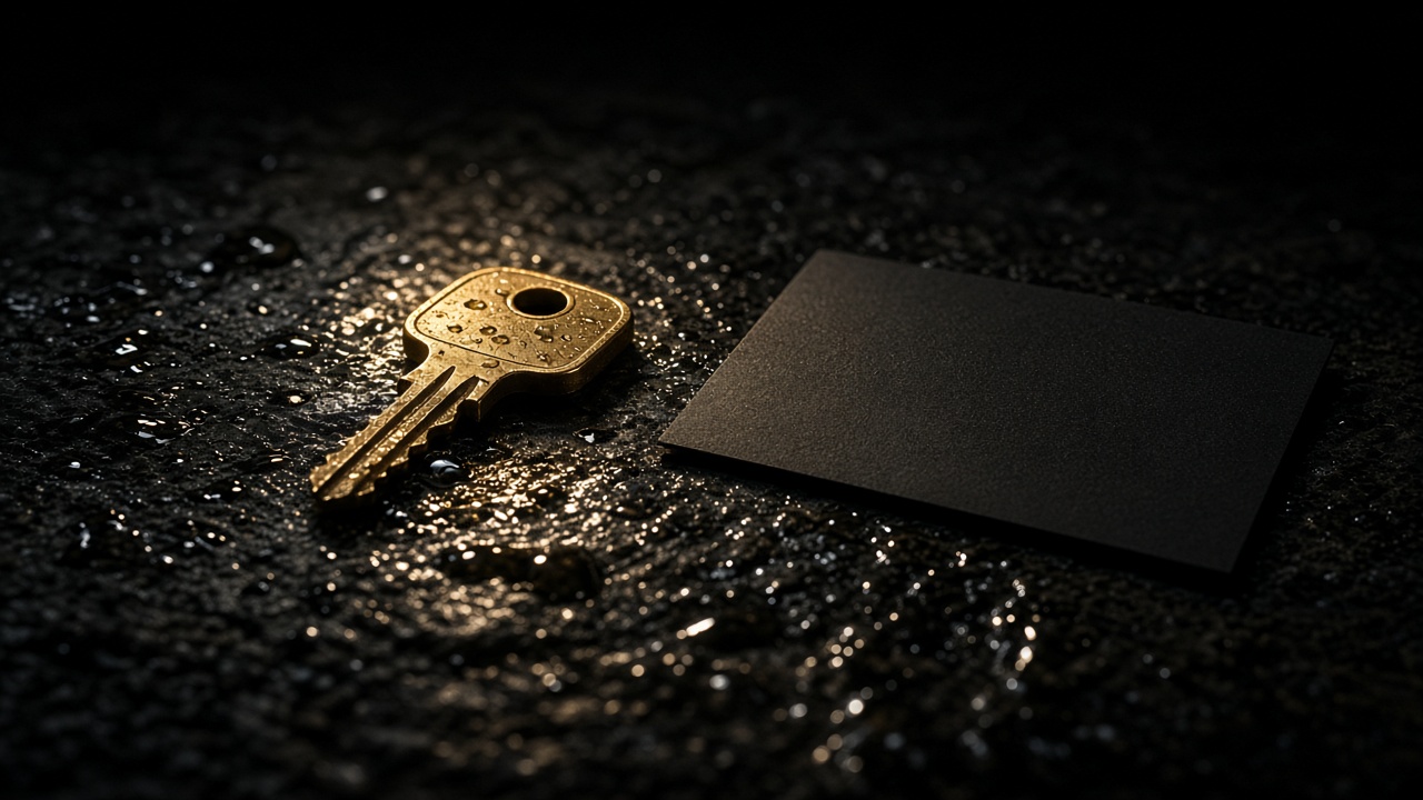 Автомобильный ключ и карта на мокром камне